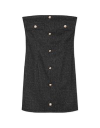 Buttoned Elastic Denim Jeans Mini Dress (With Padding)