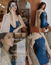 Buttoned Elastic Denim Jeans Mini Dress (With Padding)