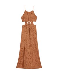 Waist Tie Hollow Maxi Long Dress (with padding)