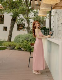 Cinched Waist Slit Maxi Tube Dress