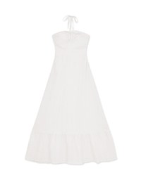 Wood Ring Embroidered Maxi Long Dress (With Padding)
