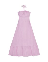 Wood Ring Embroidered Maxi Long Dress (With Padding)