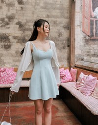 【HXA Design】Dinner Dress With Bra Padded Corset Structure Fish Bone High Waist Mini Dress H05