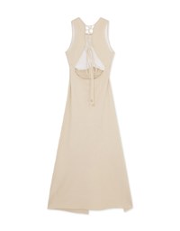 Hollow Tie Knit Maxi Long Dress (With Padding)
