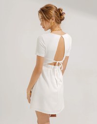 Back Hollow Strap Mini Dress (With Padding)