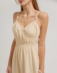 2WAY Thin Strap Button Up Maxi Dress