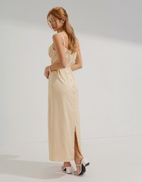 2WAY Thin Strap Button Up Maxi Dress