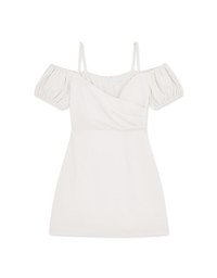 Flat With Puffed Sleeves Mini Dress (With Padding)