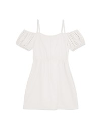Flat With Puffed Sleeves Mini Dress (With Padding)