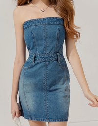 Denim Jeans Flat Cut Mini Dress