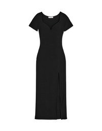 Push-Up Fitted Slit Knit Long Dress