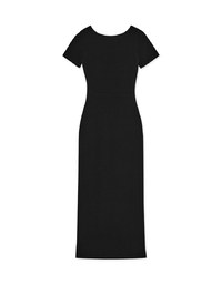Push-Up Fitted Slit Knit Long Dress