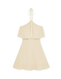 Halter Neck Hollow Bra Padded Mini Dress (With Padding)