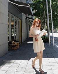 Hollow Stitching Bra Padded Mini Dress