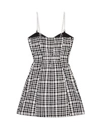 Small Bead Buttons Mini Dress (With Padding)