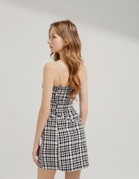 Small Bead Buttons Mini Dress (With Padding)