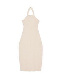 Knit Halter Hollow Slit Long Dress