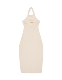 Knit Halter Hollow Slit Long Dress