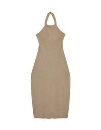 Knit Halter Hollow Slit Long Dress