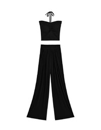 Knit Lace-Up Trousers Set (With Padding)