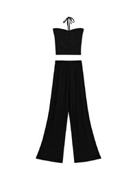 Knit Lace-Up Trousers Set (With Padding)