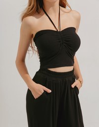Knit Lace-Up Trousers Set (With Padding)