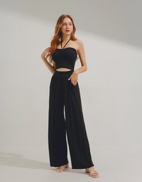 Knit Lace-Up Trousers Set (With Padding)