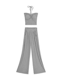 Knit Lace-Up Trousers Set (With Padding)