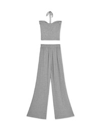 Knit Lace-Up Trousers Set (With Padding)