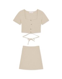 Square Neck Tie Knit Set Wear