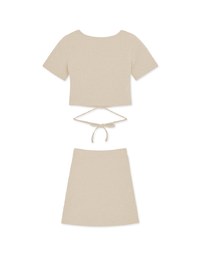 Square Neck Tie Knit Set Wear