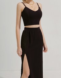 Twist Knit Slit Set (With Padding)
