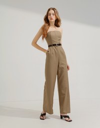Flat Cut Jumpsuit (With Padding And Belt)
