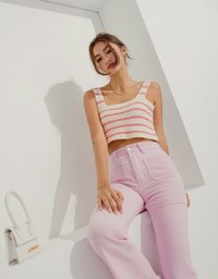 Striped Knit Crop Tank Top