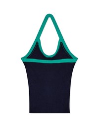 Contrast Collar Halter Knit Tank Top