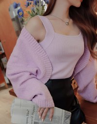 Square Neck Wide Shoulder Knit Vest