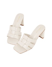 Woven Wide Mid-Heel Sandals