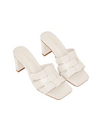 Woven Wide Mid-Heel Sandals