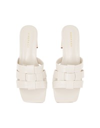 Woven Wide Mid-Heel Sandals