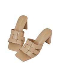 Woven Wide Mid-Heel Sandals