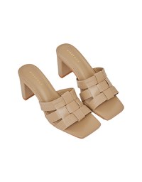 Woven Wide Mid-Heel Sandals