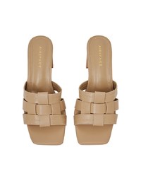 Woven Wide Mid-Heel Sandals