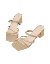2Way Minimalist Cross-Wrap Mid-Heel Sandals
