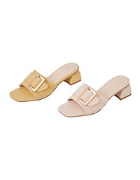 Square Buckle Low Heel Sandals