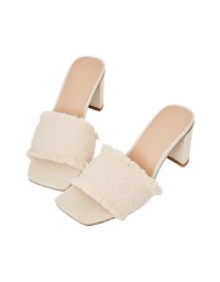 Distressed Hem Totem Mid-Heel Sandals And Slippers