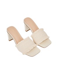 Distressed Hem Totem Mid-Heel Sandals And Slippers