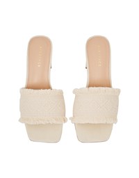 Distressed Hem Totem Mid-Heel Sandals And Slippers