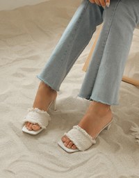 Distressed Hem Totem Mid-Heel Sandals And Slippers