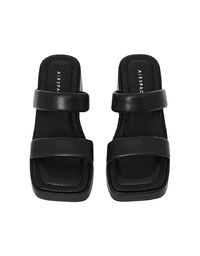Simple Broad-Soled Thick-Soled Mid-Heel Slippers