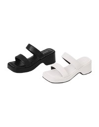 Simple Broad-Soled Thick-Soled Mid-Heel Slippers